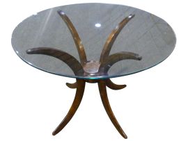 Tavolino anni '60 con piano in vetro