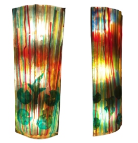 Rara coppia di applique Cenedese in vetro Murano multicolore