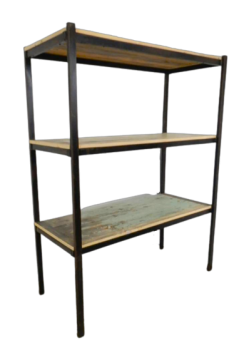 Industrial bookcase in iron and wood