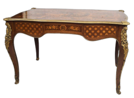 Antique French Napoleon III desk inlaid with precious woods