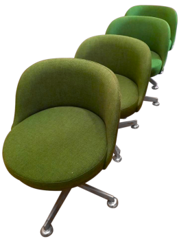 Set di 4 sedie da ufficio vintage in tessuto verde