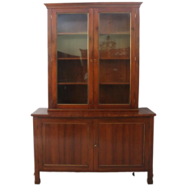 Antique Charles X Dresser / Bookcase with display case, in walnut - Italy, 1800s