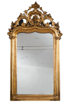 Specchiera antica Luigi Filippo Francese in legno dorato e intagliato