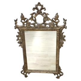 Specchiera stile Luigi XV in foglia argento