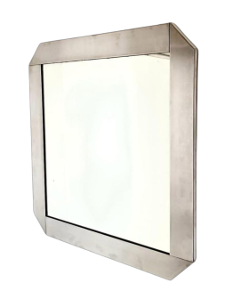Specchio design Valenti quadrato in acciaio spazzolato, anni '70                            