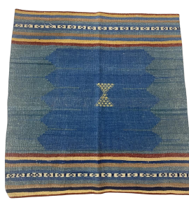 Anatolian Kilim carpet in blue color