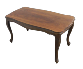 Tavolino da salotto vintage con gambe mosse e intagliate                            