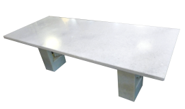 Delfi table by Carlo Scarpa in crystalline marble                          
                            