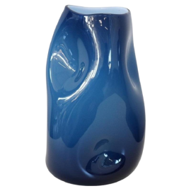 Vaso in vetro artistico di Murano blu, anni '70
