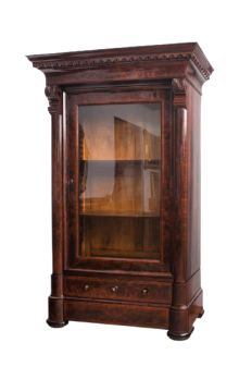 Antique Neapolitan Smith display cabinet in mahogany feather with inlays