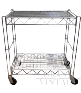 Carrello vintage a griglia in acciaio inox                            