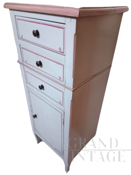 Cassettiera a colonna in stile classico in pittura rosa                            