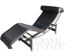 Chaise Longue Le Corbusier Cassina originale in pelle nera                            