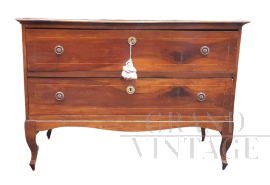 Comò cassettone antico Luigi XV filettato a due cassetti                            