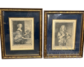 Incisione con ritratti di nobili                            