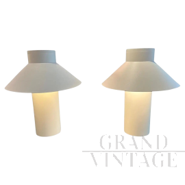 Coppia di lampade Riscio di Joe Colombo bianche                            