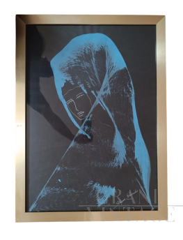 Dipinto di Stefano Colombo con ritratto di donna in blu                            