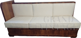 Divano letto contenitore post art déco in legno, anni '40                            