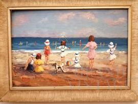 Bimbi in Versilia - Dipinto  di G. Grassi 