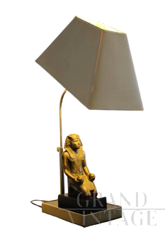 Lampada da tavolo Hollywood Regency Pharaoh degli anni '70                            