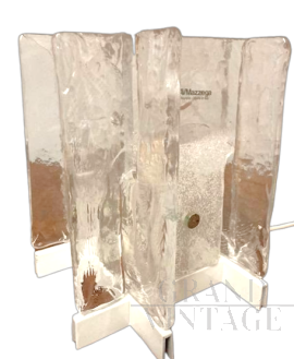 Lampada da tavolo Mazzega in vetro di Murano effetto ghiaccio, anni '70                            