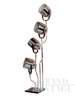 Lampada piantana attr. Goffredo Reggiani con 4 faretti orientabili                            