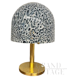 Lampada Vistosi in ottone e vetro di Murano con murrine, anni '70                            