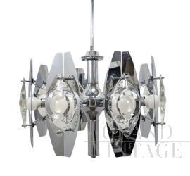 Lampadario vintage nello stile di Oscar Torlasco, anni '70                            