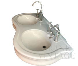 Lavabo a due lavandini di inizio '900 in ceramica                            