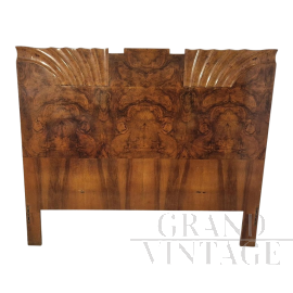 Letto Art Déco in noce e radica di noce                            