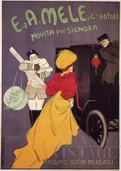 Rara e grande locandina pubblicitaria di Leonetto Cappiello per Mele & C. Napoli                            