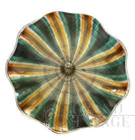 Piatto centrotavola rotondo in vetro di Murano, anni '80                            