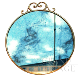 Piccola specchiera da parete rotonda anni '60                            