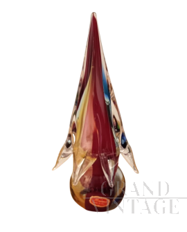 Piccolo albero di Natale in vetro di Murano multicolore                            