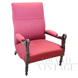 Poltrona antica in noce della prima metà del XIX secolo                            