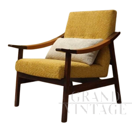 Poltrona Mid-Century scandinava in bouclé giallo                            