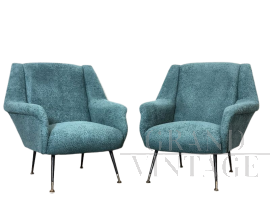 Coppia di poltrone Radice per Minotti azzurre                            