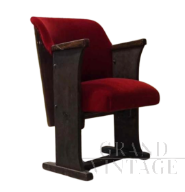 Sedia da cinema vintage in velluto rosso                            