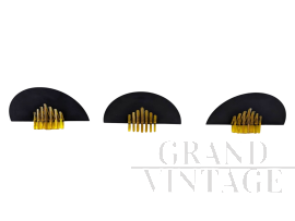 Set di 3 applique di AV Mazzega in ferro e vetro di Murano, anni '80                            