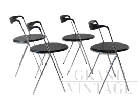 Set di 4 sedie vintage in acciaio cromato in stile Hans Eichenberger                            