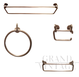 Set di porta asciugamani vintage da parete in metallo spazzolato                            