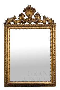 Specchiera antica Luigi XVI Napoletana in legno dorato e intagliato                            