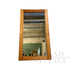 Specchio rettangolare in pino massello in stile brutalista, anni '80-'90                            