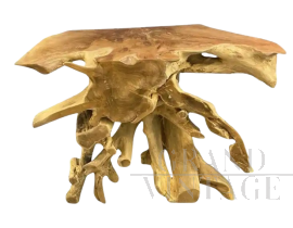 Tavolo console scultura in legno teak massello                            