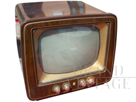 Televisore vintage Philips in bakelite marrone, anni '60