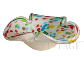 Vaso ciotola a fazzoletto in vetro di Murano multicolore