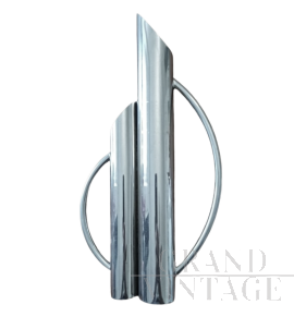 Vaso in acciaio inox in stile Gio Ponti                            