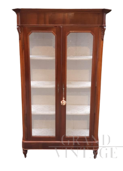 Vetrina cristalliera antica in noce                            