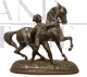 Antica scultura di cavallo con personaggio in antimonio, fine '800
