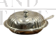 Ciotola zuppiera in argento con coperchio e cucchiaino, anni ‘40                           